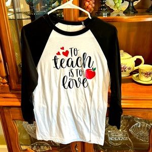 Teacher shirt/3/4 length baseball tee size M